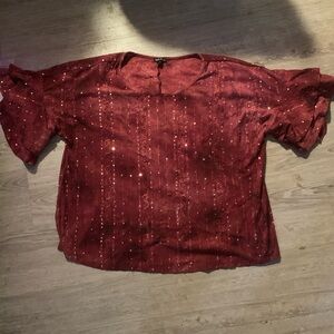 Sami & Jo Deep Red Blouse with Sparkle